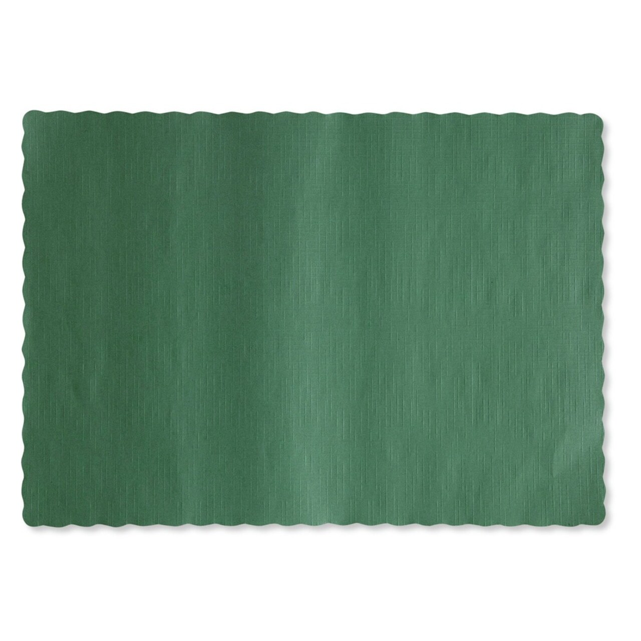 Hoffmaster 9-1/2 in. x 13.50 in. Solid Color Scalloped Edge Placemats - Hunter Green (1000/Carton)